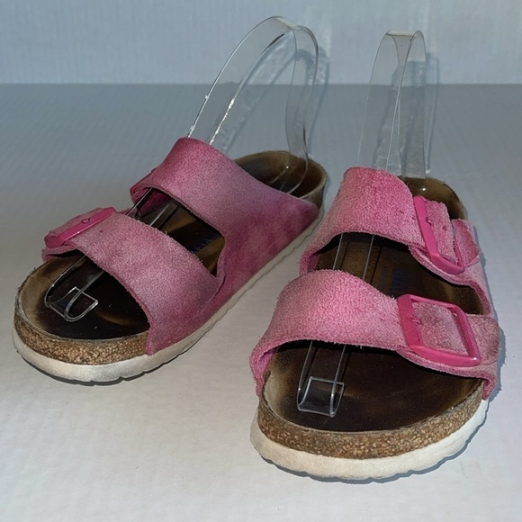 Birkenstock Pink Suede Arizona Sandals - Picture 2 of 11